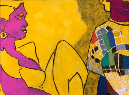 Ms Sarah and Mr Leonid;
2018; watercolor charcoal oil pastel on paper, 18 x 24" Ms Sarah and Mr Leonid;
2018; watercolor charcoal oil pastel on paper, 18 x 24"
